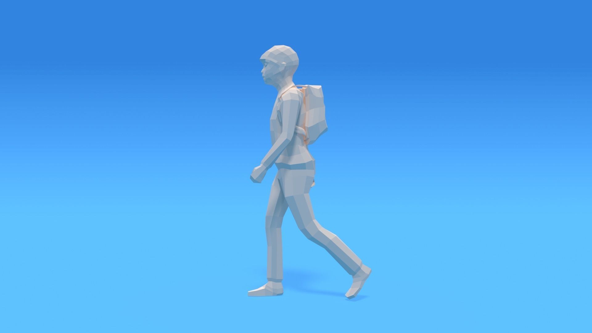 Low Poly Kid Going School Low-poly 3D model_6
