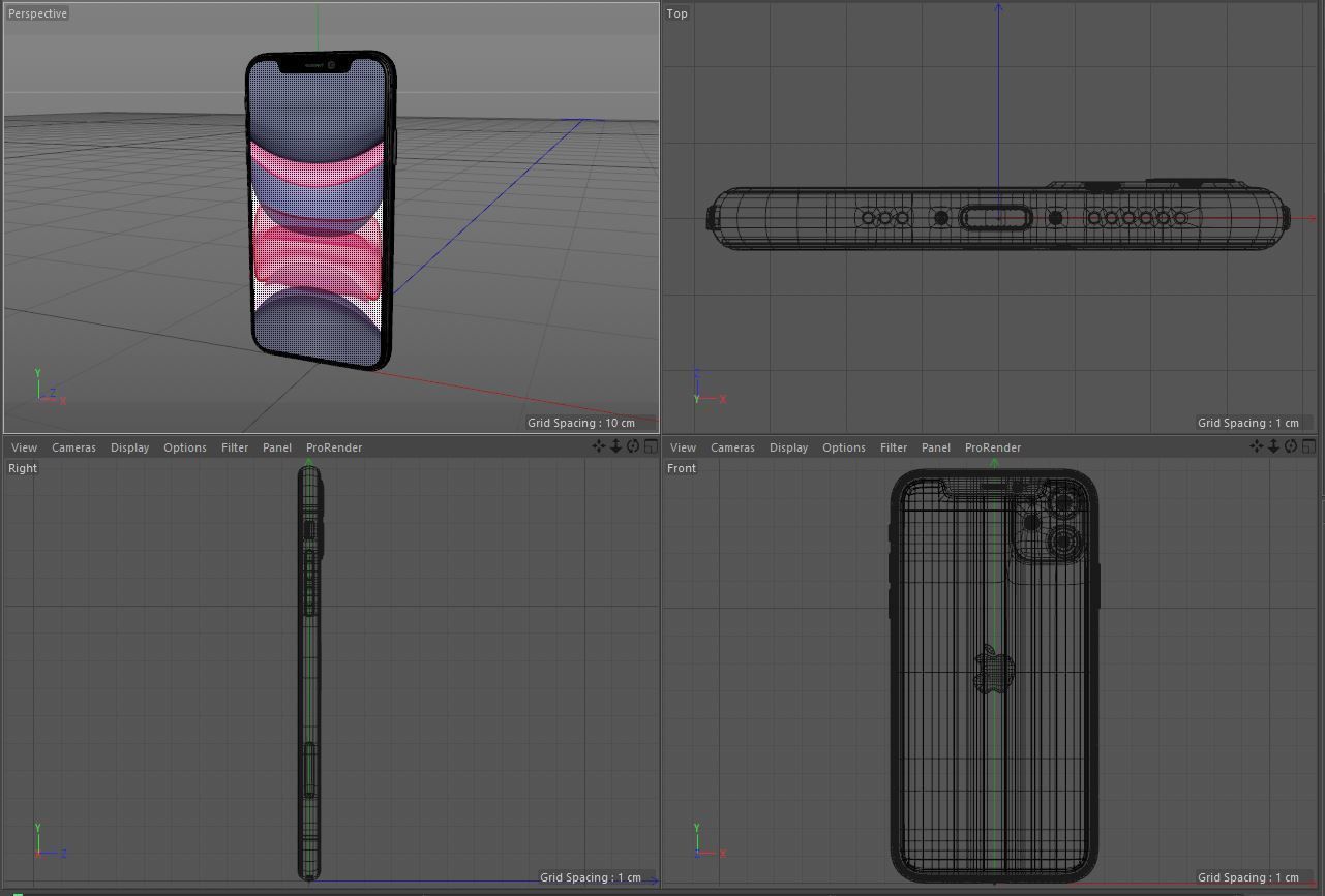 Apple iPhone 11 Black Low-poly 3D model_20