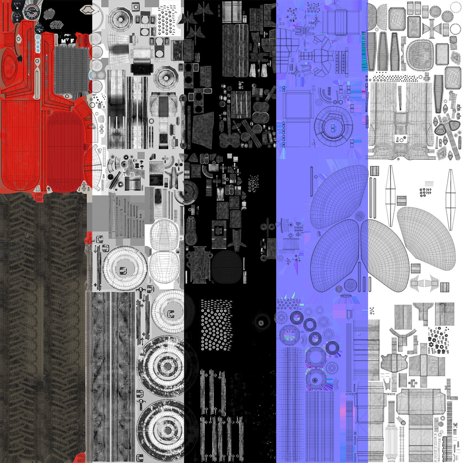 Massey Ferguson 65 Low-poly 3D model_17