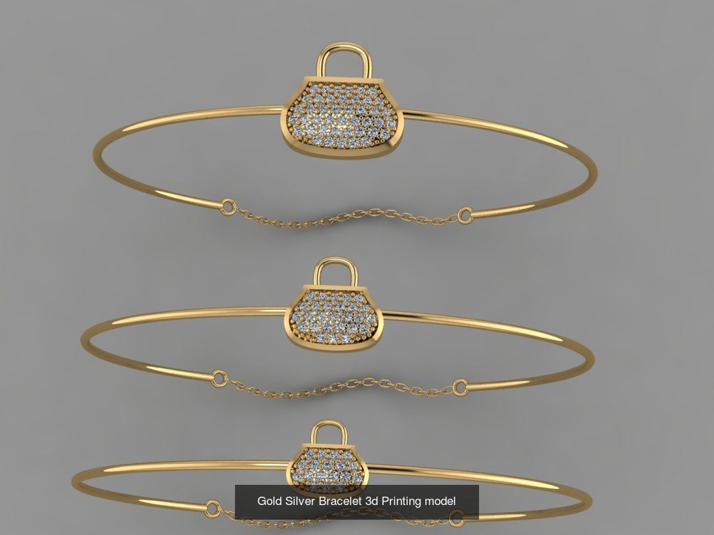 Gold Silver Bracelet 3d Printing Model Collection  _5