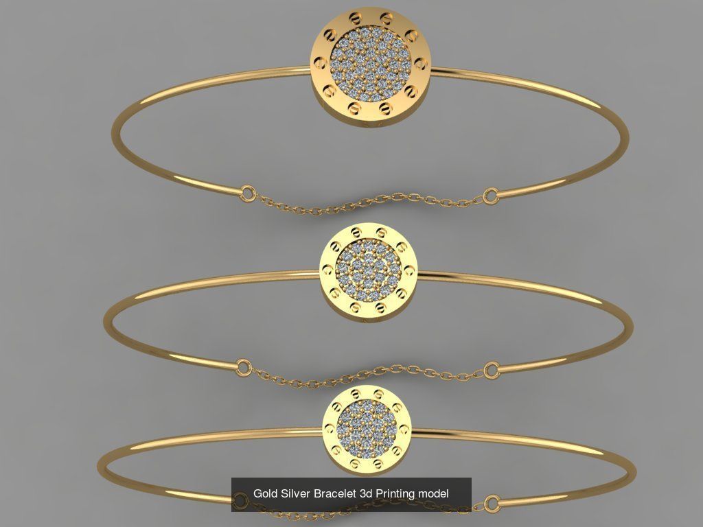 Gold Silver Bracelet 3d Printing Model Collection  _4