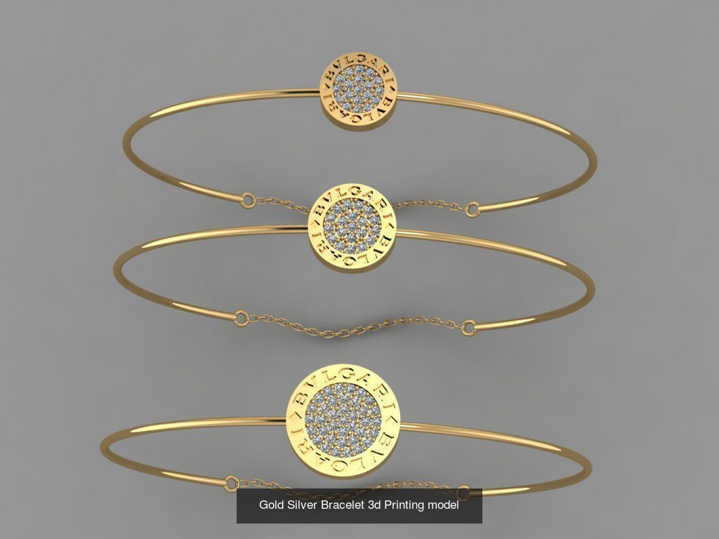 Gold Silver Bracelet 3d Printing Model Collection  _6