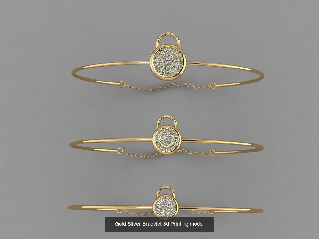Gold Silver Bracelet 3d Printing Model Collection  _14