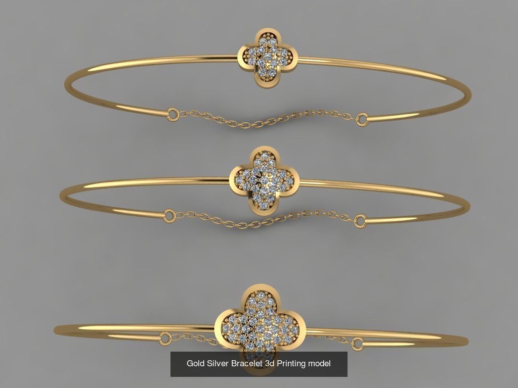 Gold Silver Bracelet 3d Printing Model Collection  _7