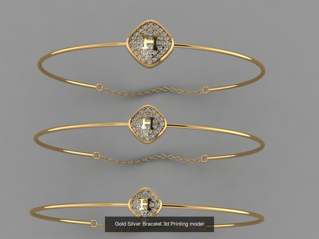 Gold Silver Bracelet 3d Printing Model Collection  _1