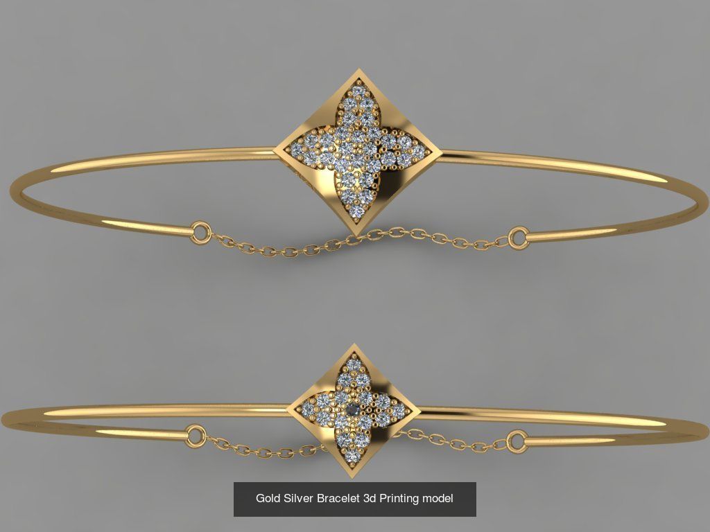 Gold Silver Bracelet 3d Printing Model Collection  _11
