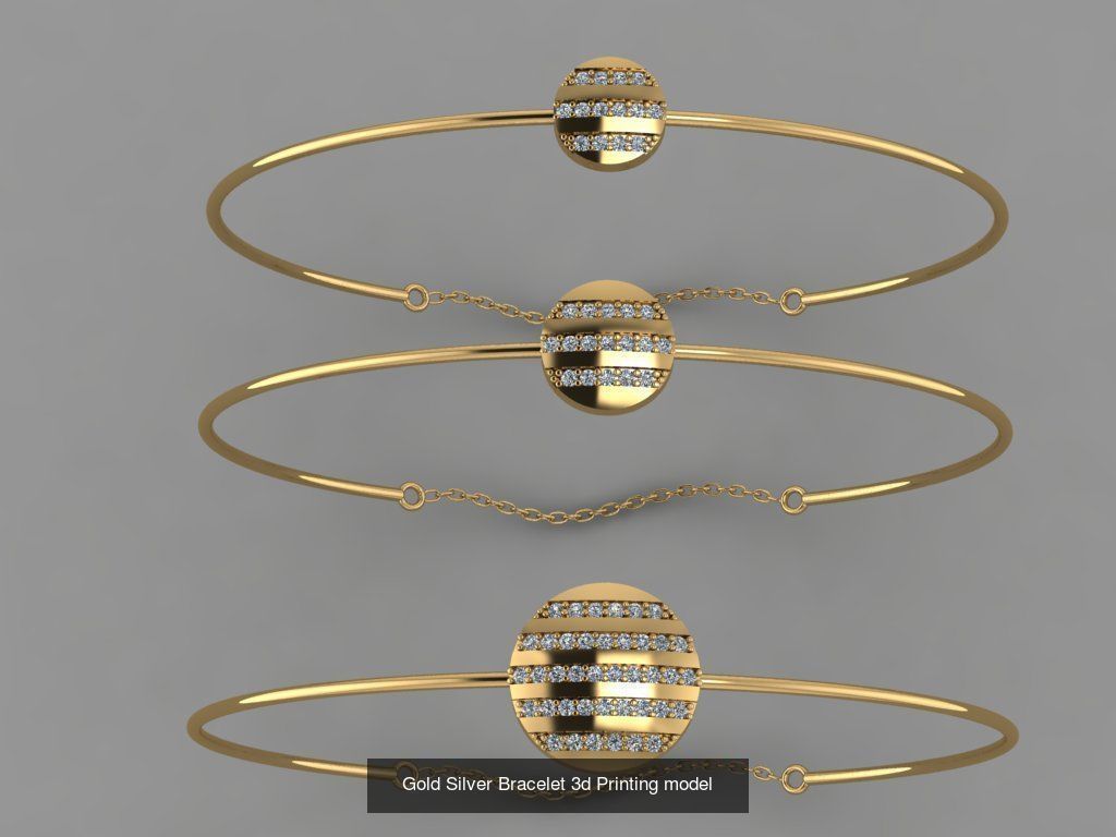 Gold Silver Bracelet 3d Printing Model Collection  _8