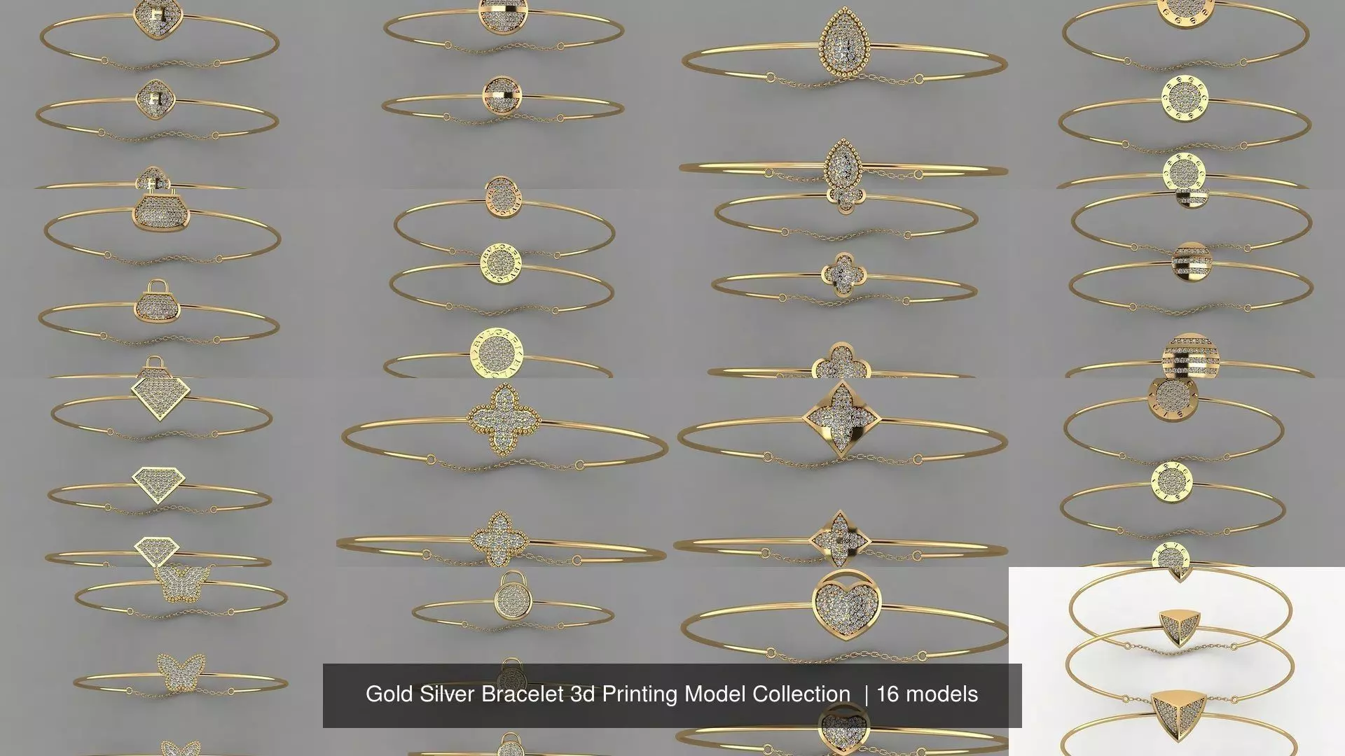 Gold Silver Bracelet 3d Printing Model Collection  _0