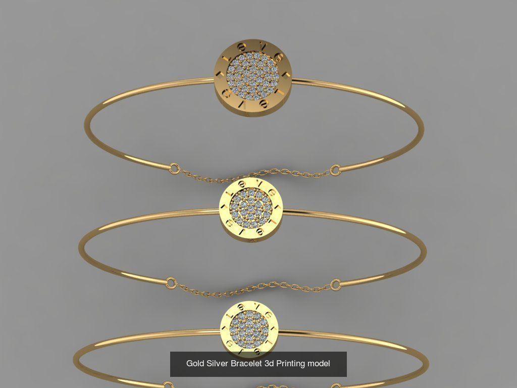 Gold Silver Bracelet 3d Printing Model Collection  _12