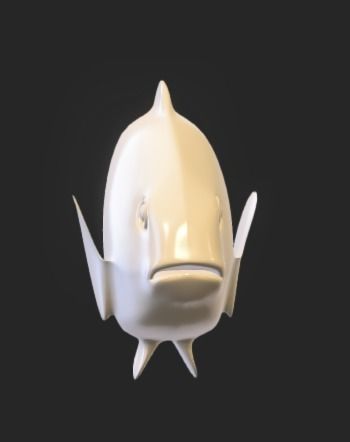 Smooth untextured Clown Fish 3D model_6