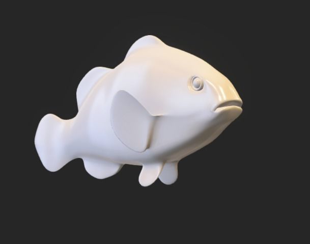 Smooth untextured Clown Fish 3D model_8