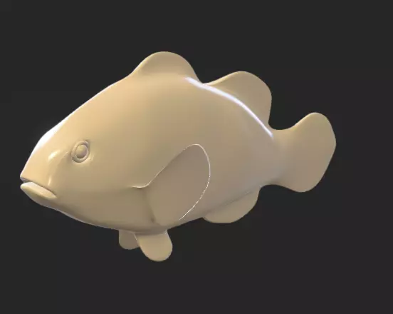 Smooth untextured Clown Fish 3D model_0