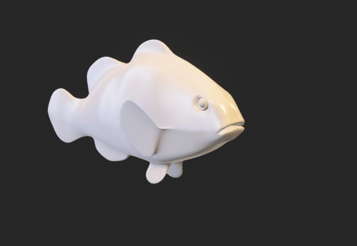 Smooth untextured Clown Fish 3D model_5