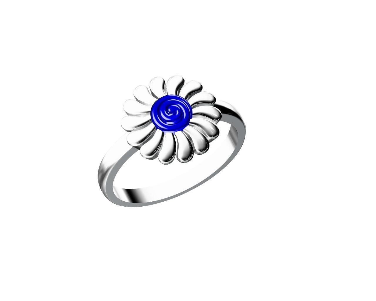 flower ring with enamel 3D print model_1