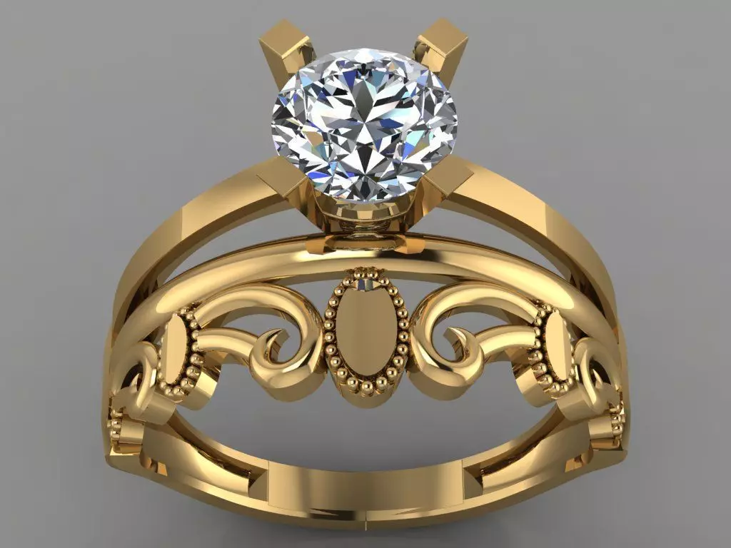 GC GOLD TW055- Diamond ring 3D print model