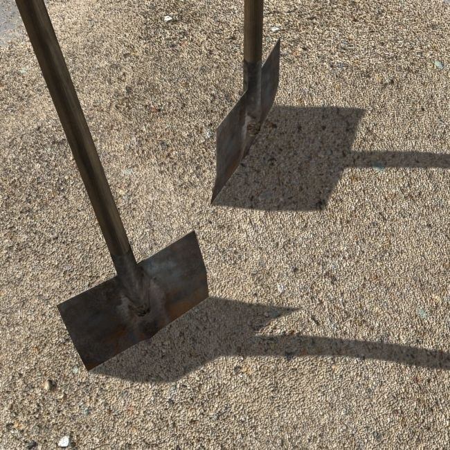 Spades in sand Low-poly 3D model_2