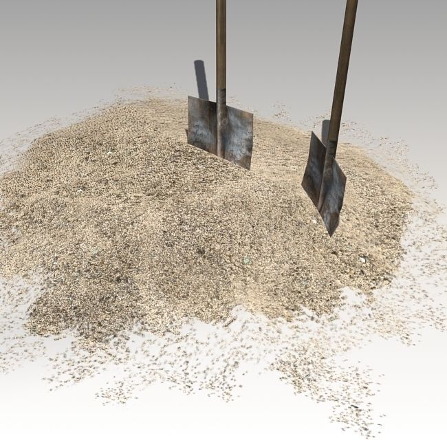 Spades in sand Low-poly 3D model_1