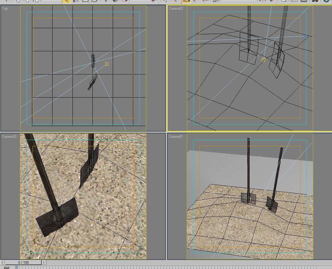 Spades in sand Low-poly 3D model_4