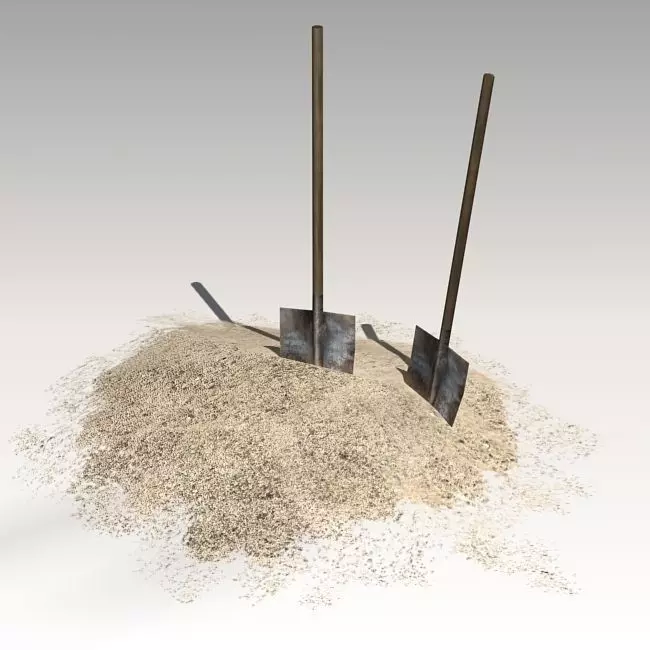 Spades in sand Low-poly 3D model_0