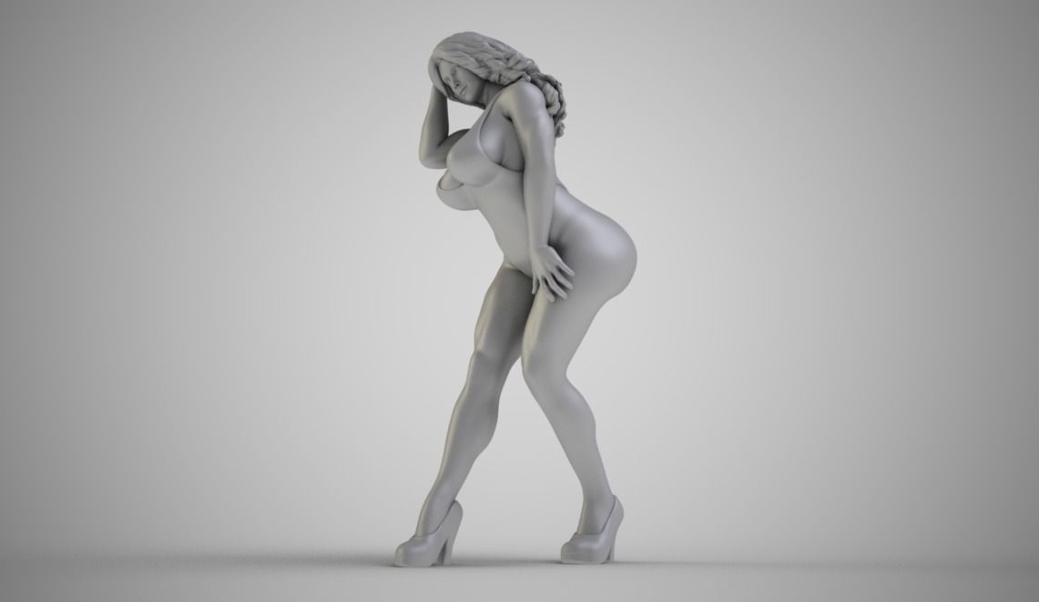 Girl On Windy Day 3D print model_2