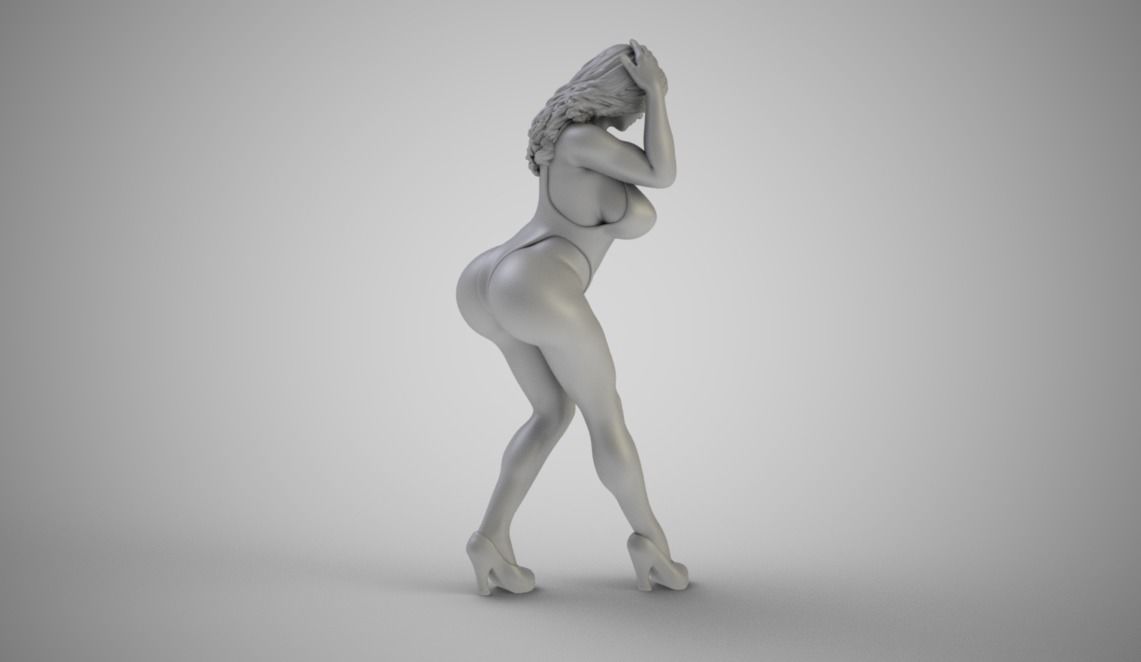 Girl On Windy Day 3D print model_3