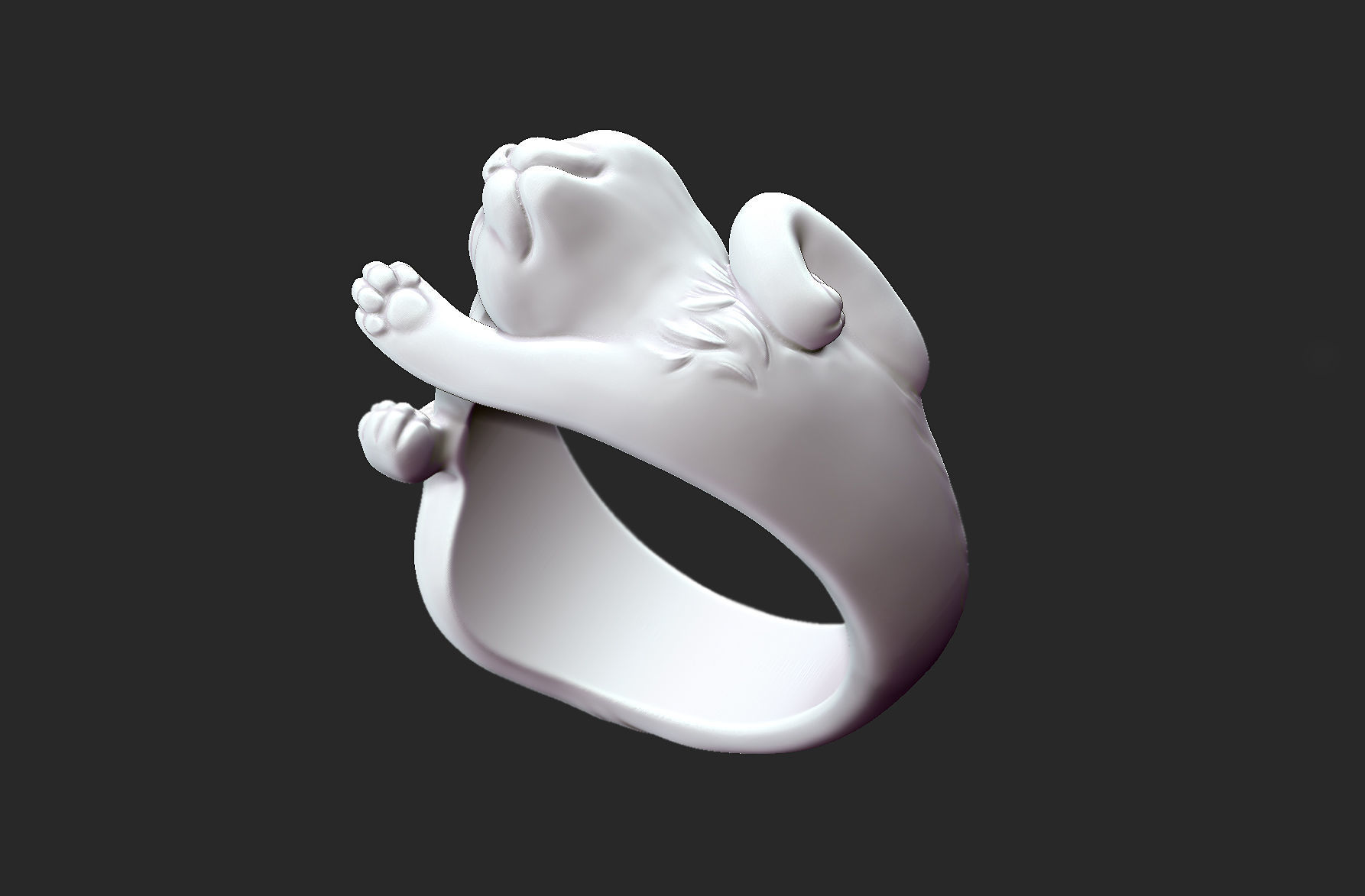 Lazy Cat Ring 3D print model_7