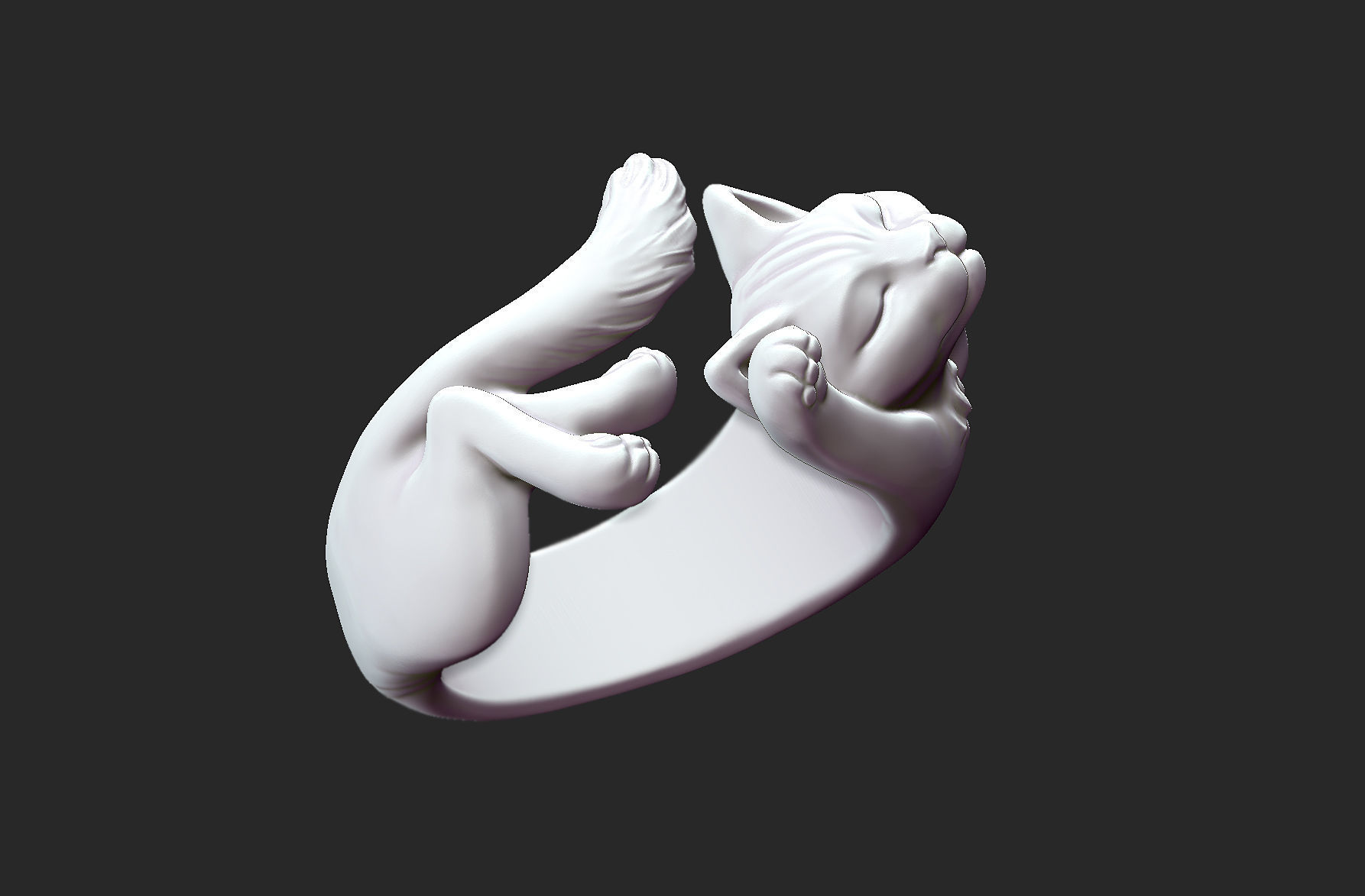 Lazy Cat Ring 3D print model_6