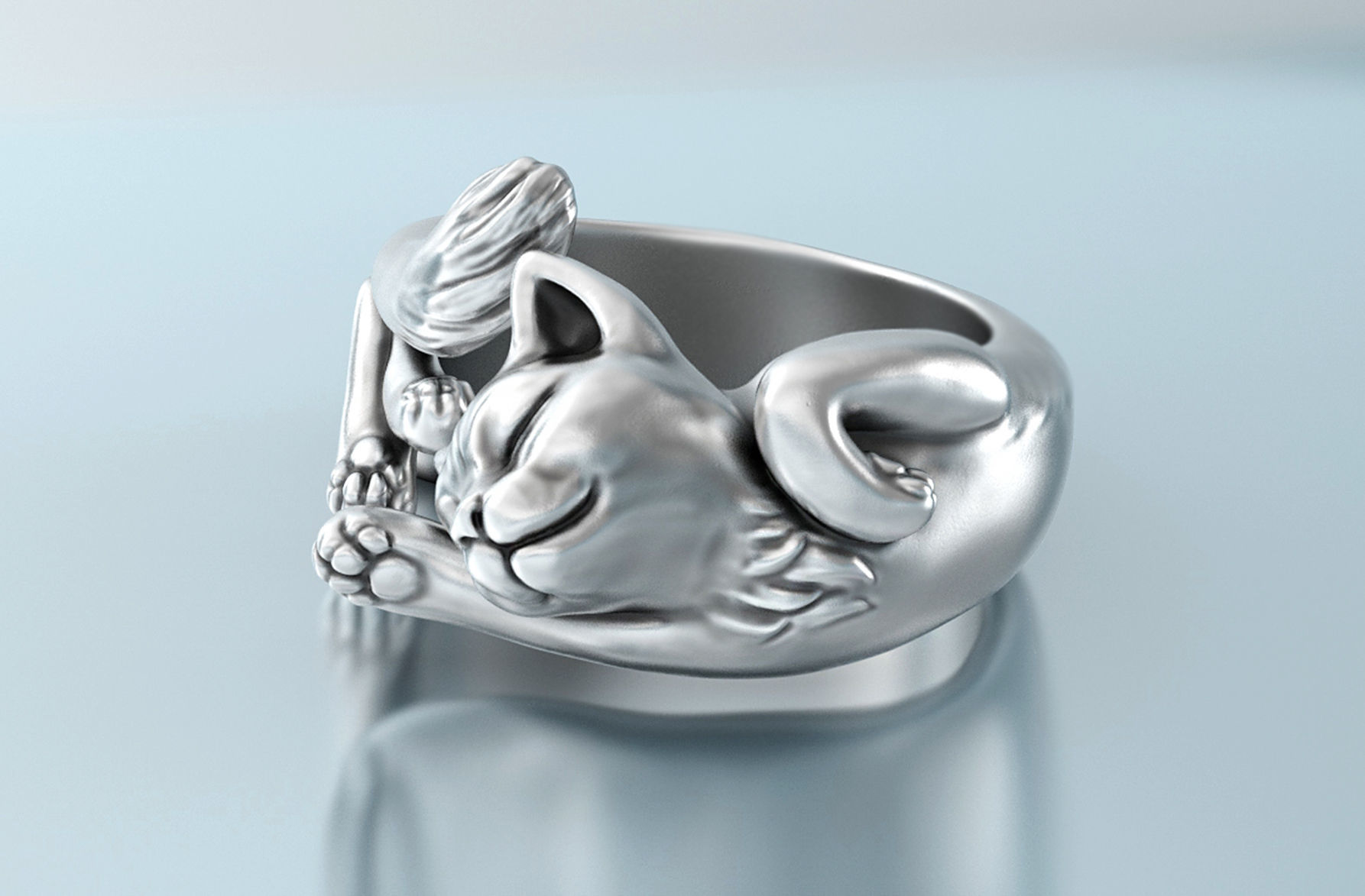 Lazy Cat Ring 3D print model_1