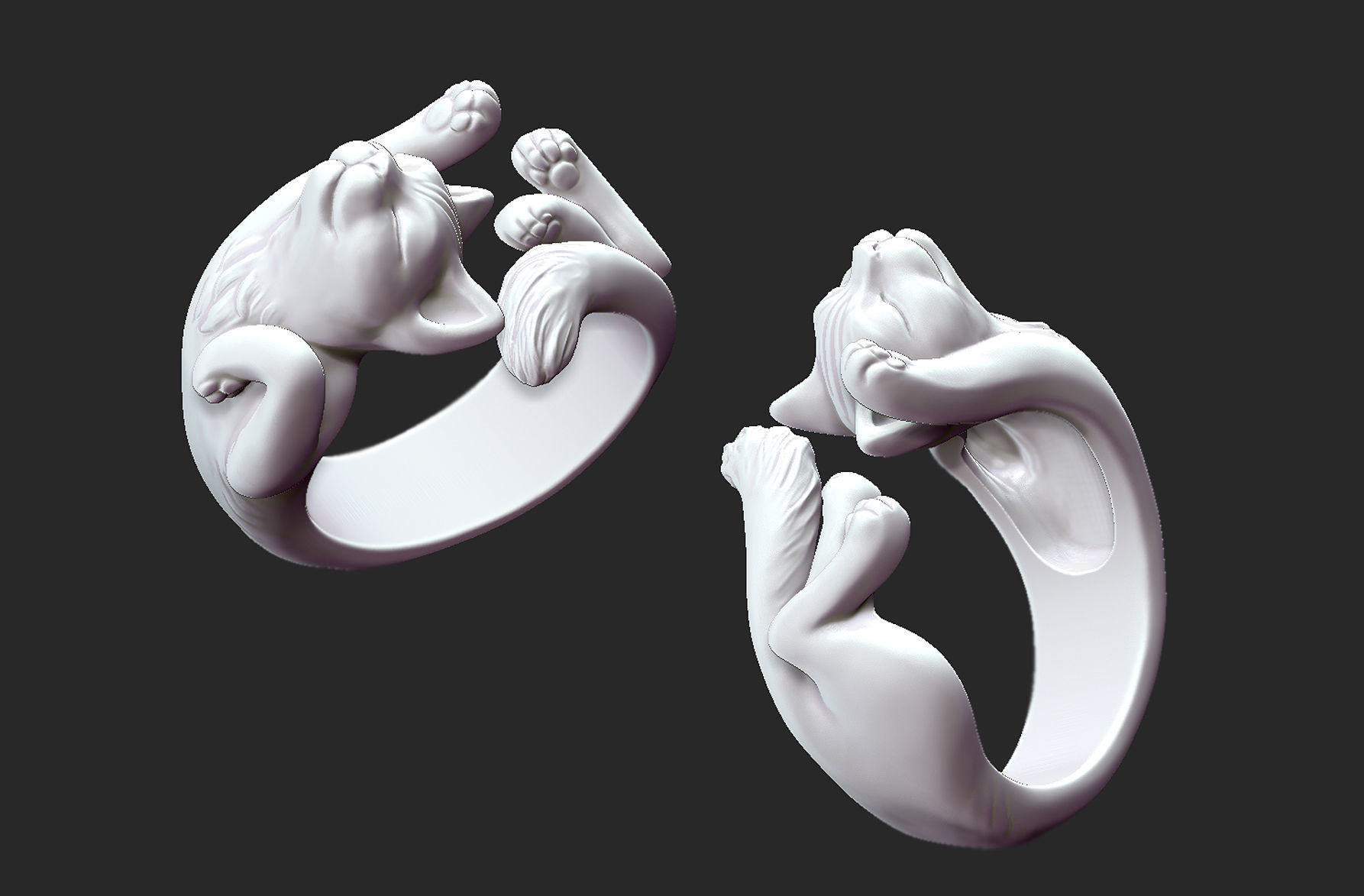 Lazy Cat Ring 3D print model_4