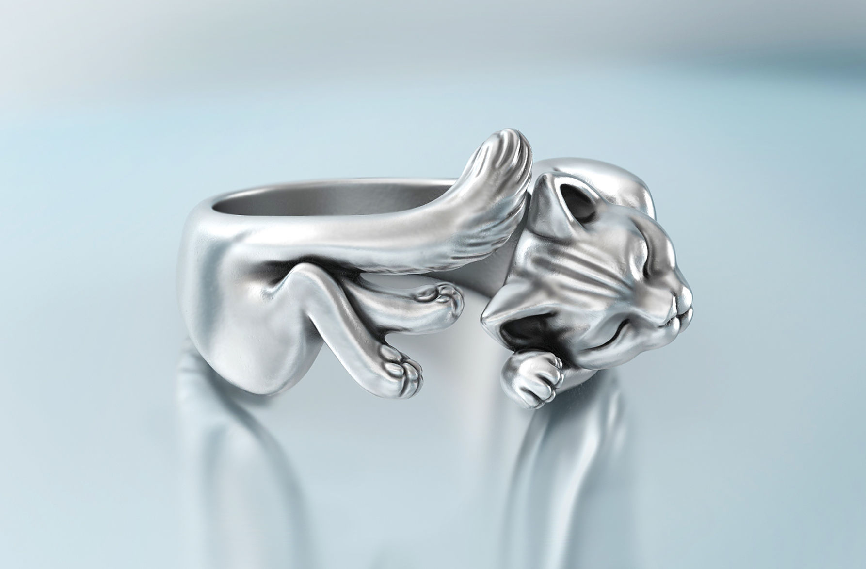 Lazy Cat Ring 3D print model_3