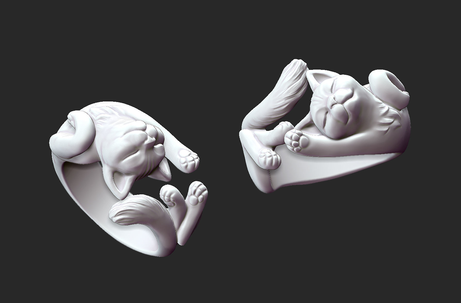 Lazy Cat Ring 3D print model_5