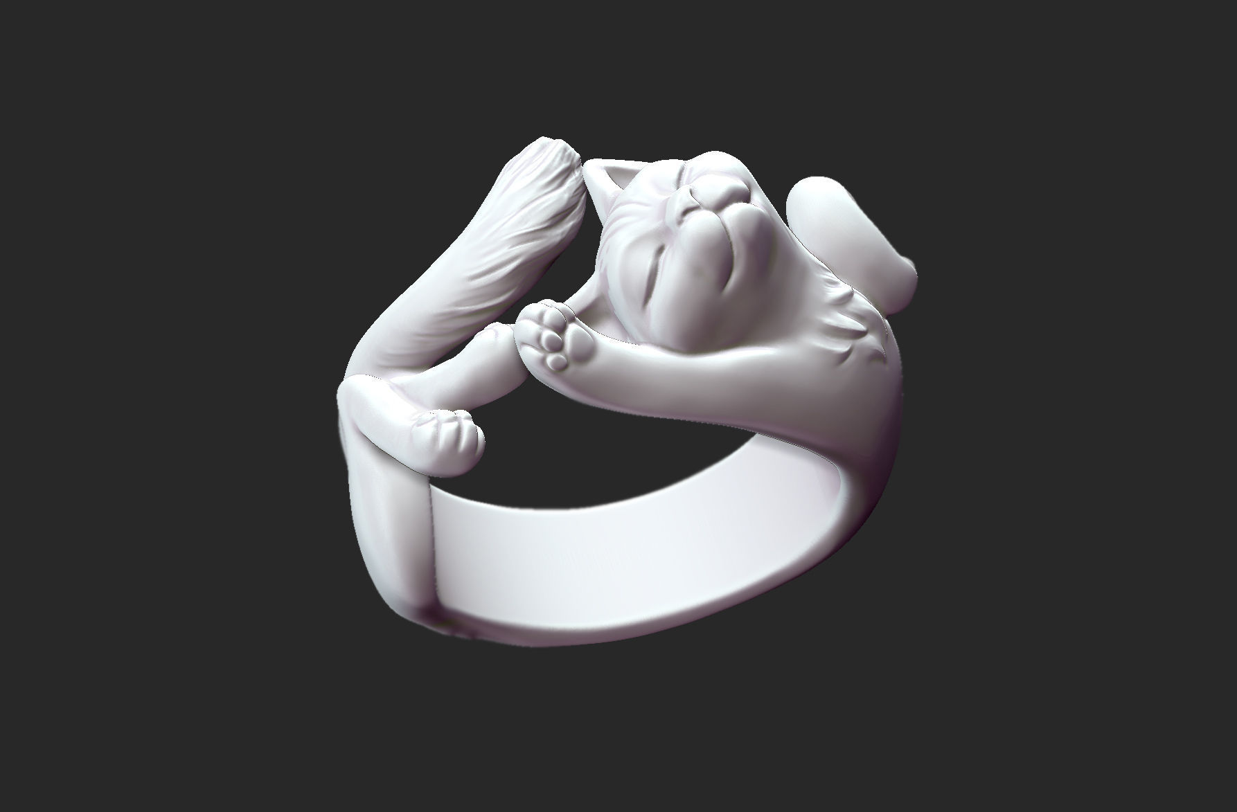 Lazy Cat Ring 3D print model_10