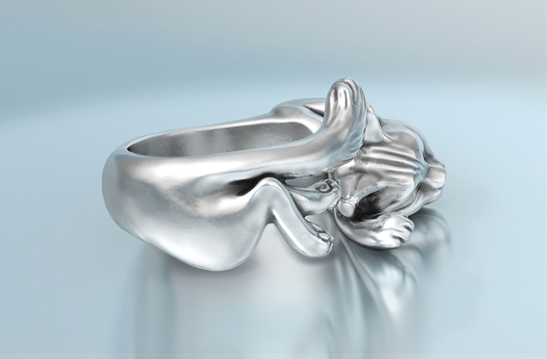 Lazy Cat Ring 3D print model_2