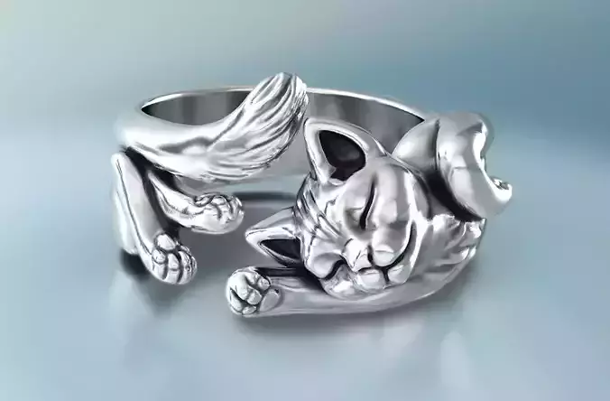 Lazy Cat Ring 3D print model