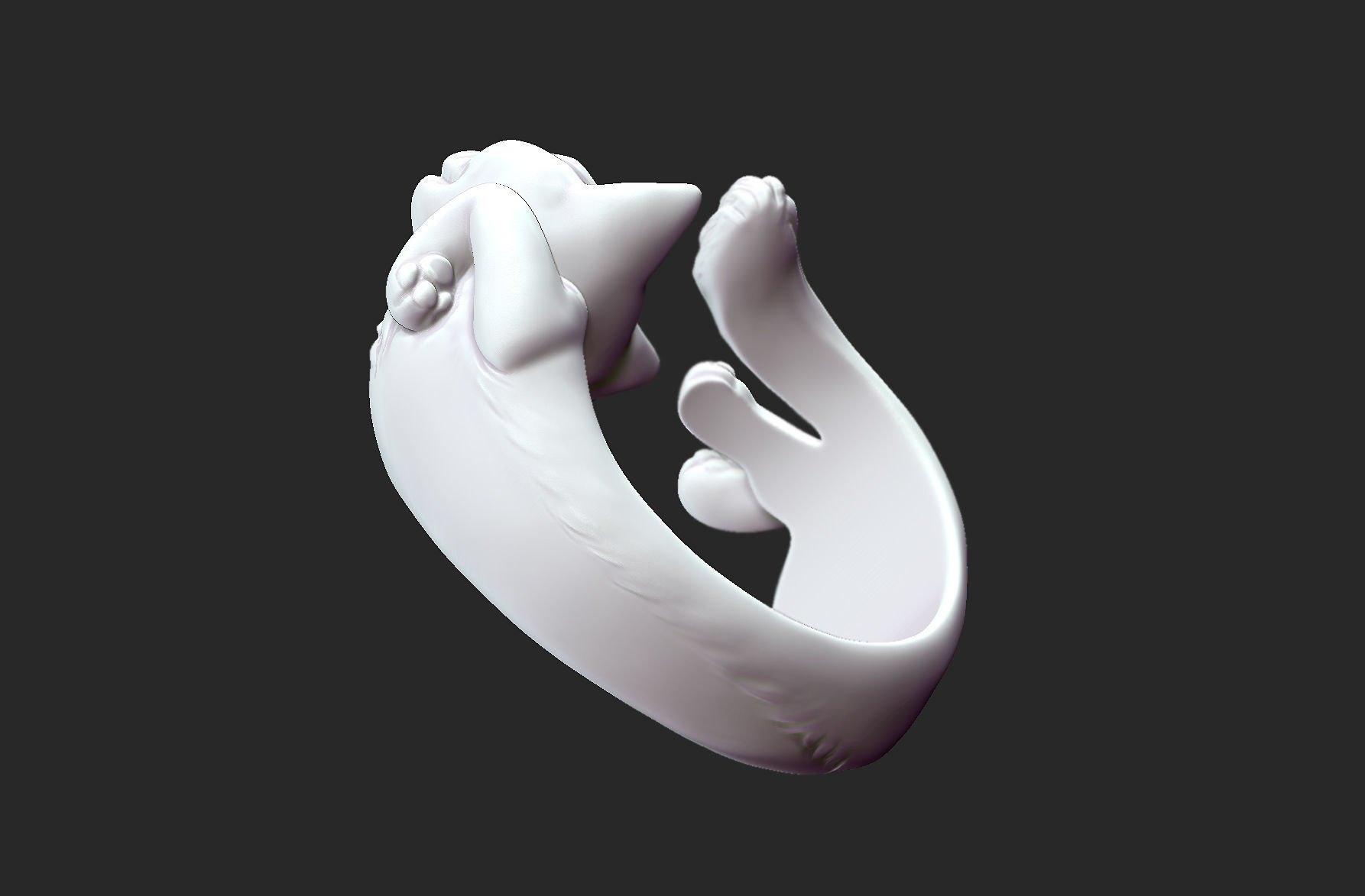 Lazy Cat Ring 3D print model_9