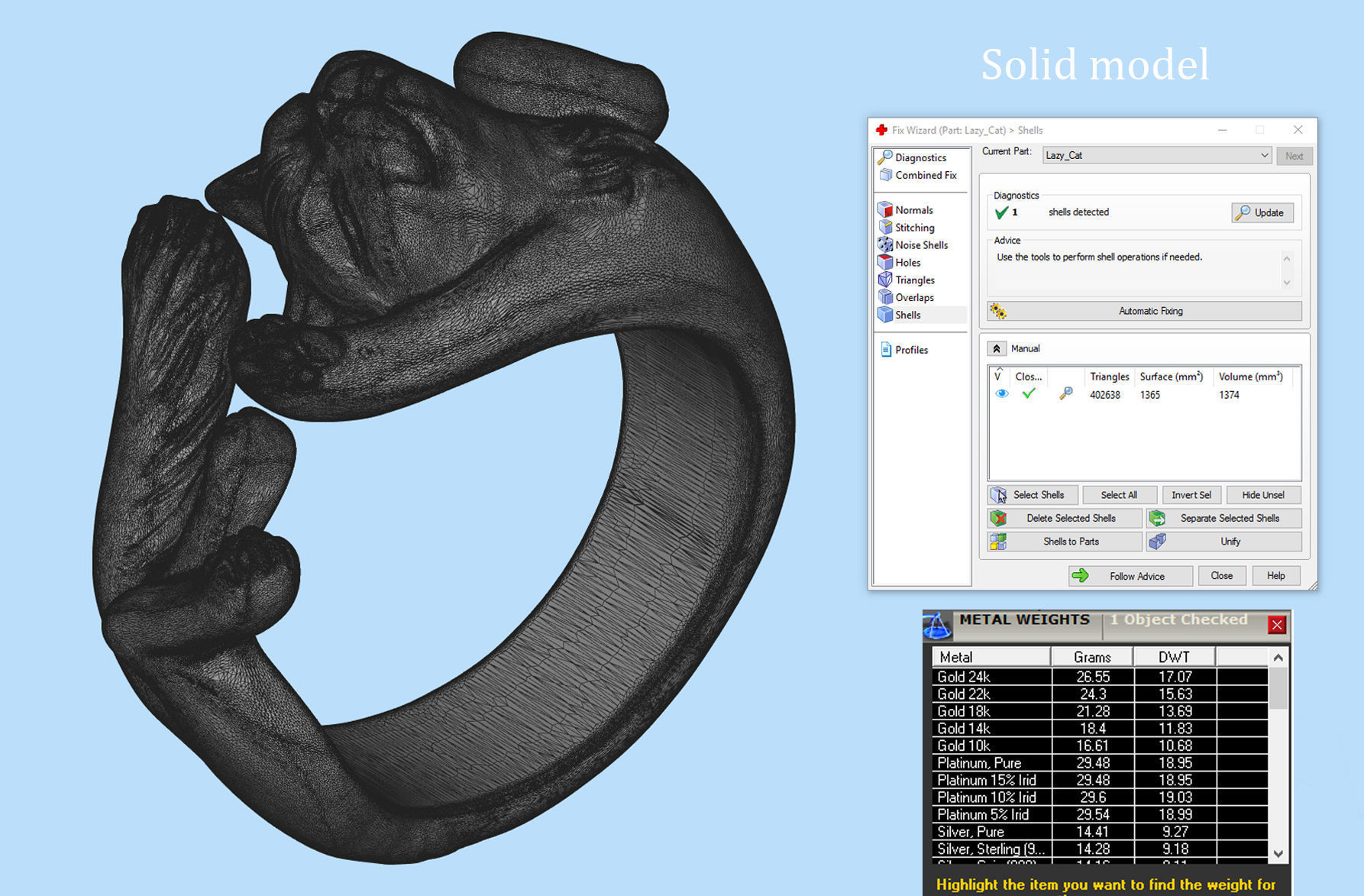 Lazy Cat Ring 3D print model_13