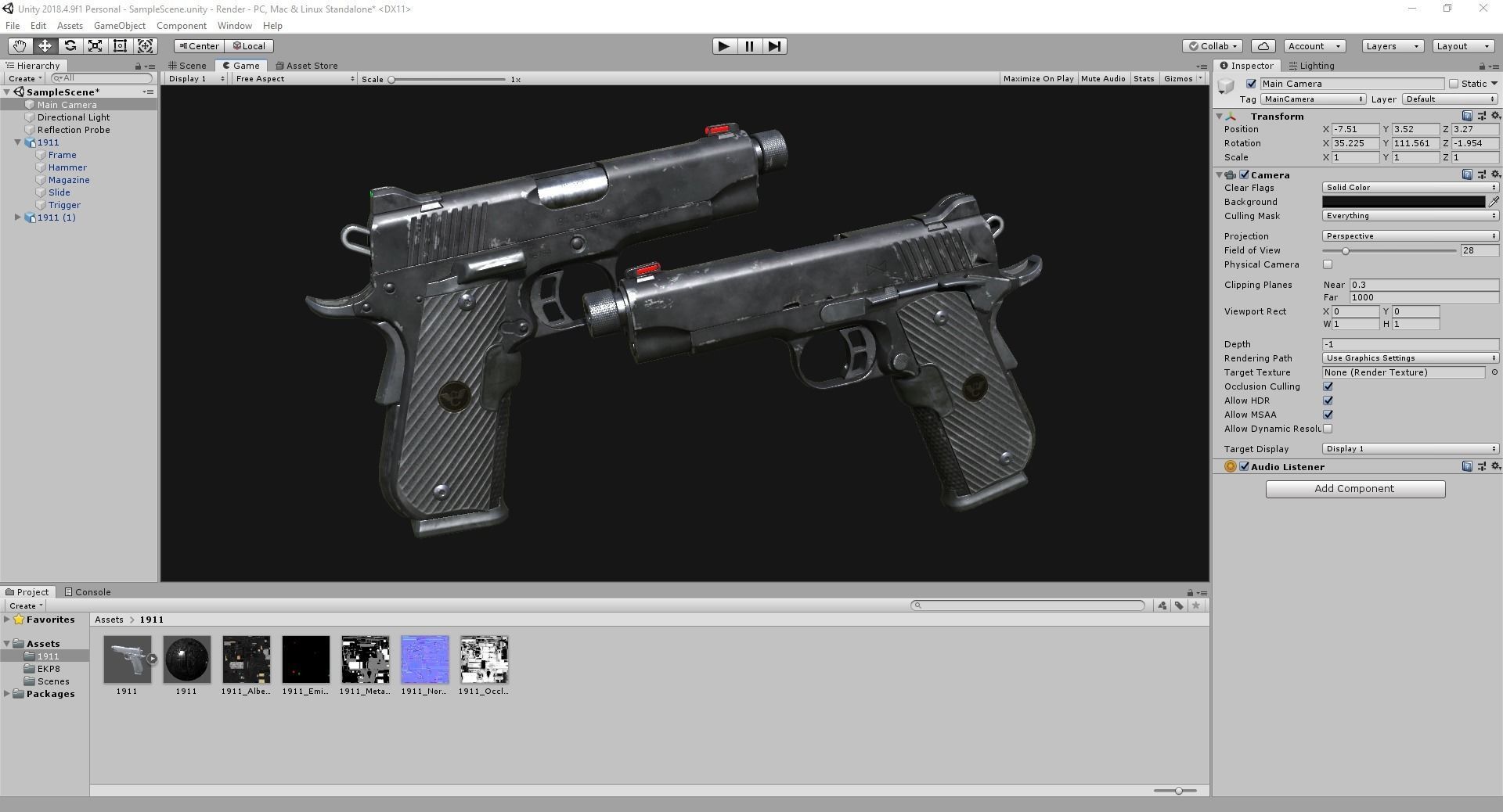 1911 Custom Low-poly 3D model_3