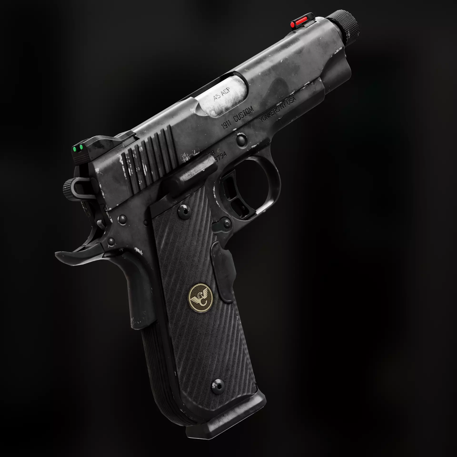 1911 Custom Low-poly 3D model_0