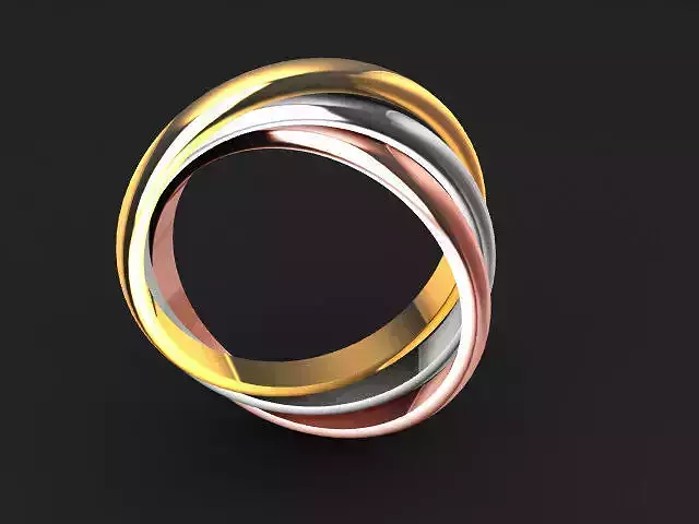 Simple ring of yellow - red and white gold