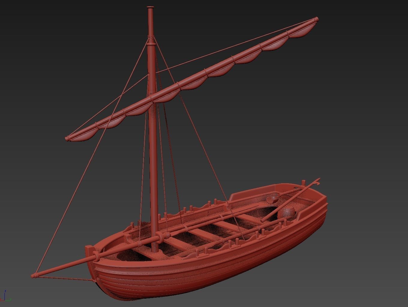 Medieval Boat 3D model_7