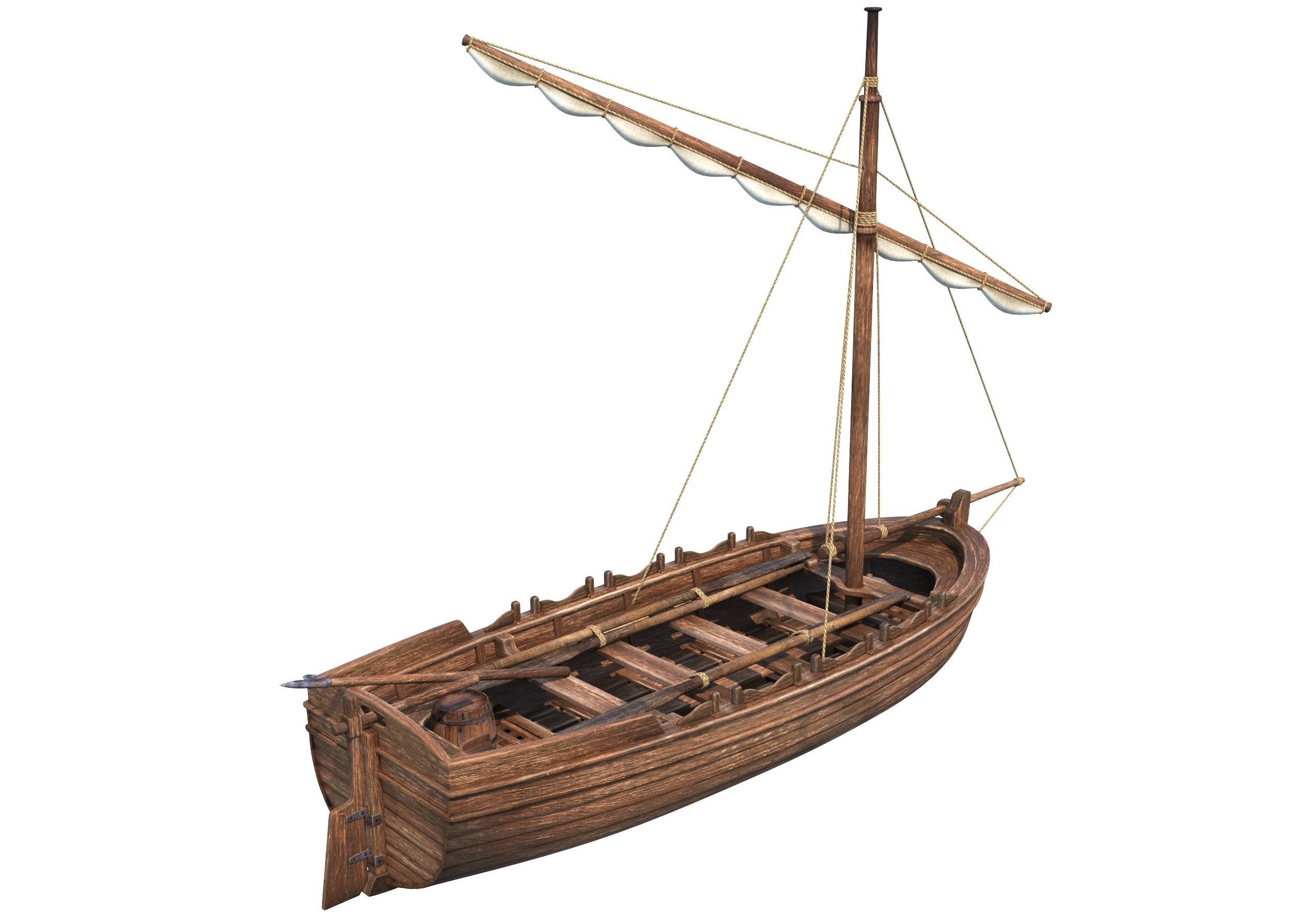 Medieval Boat 3D model_3