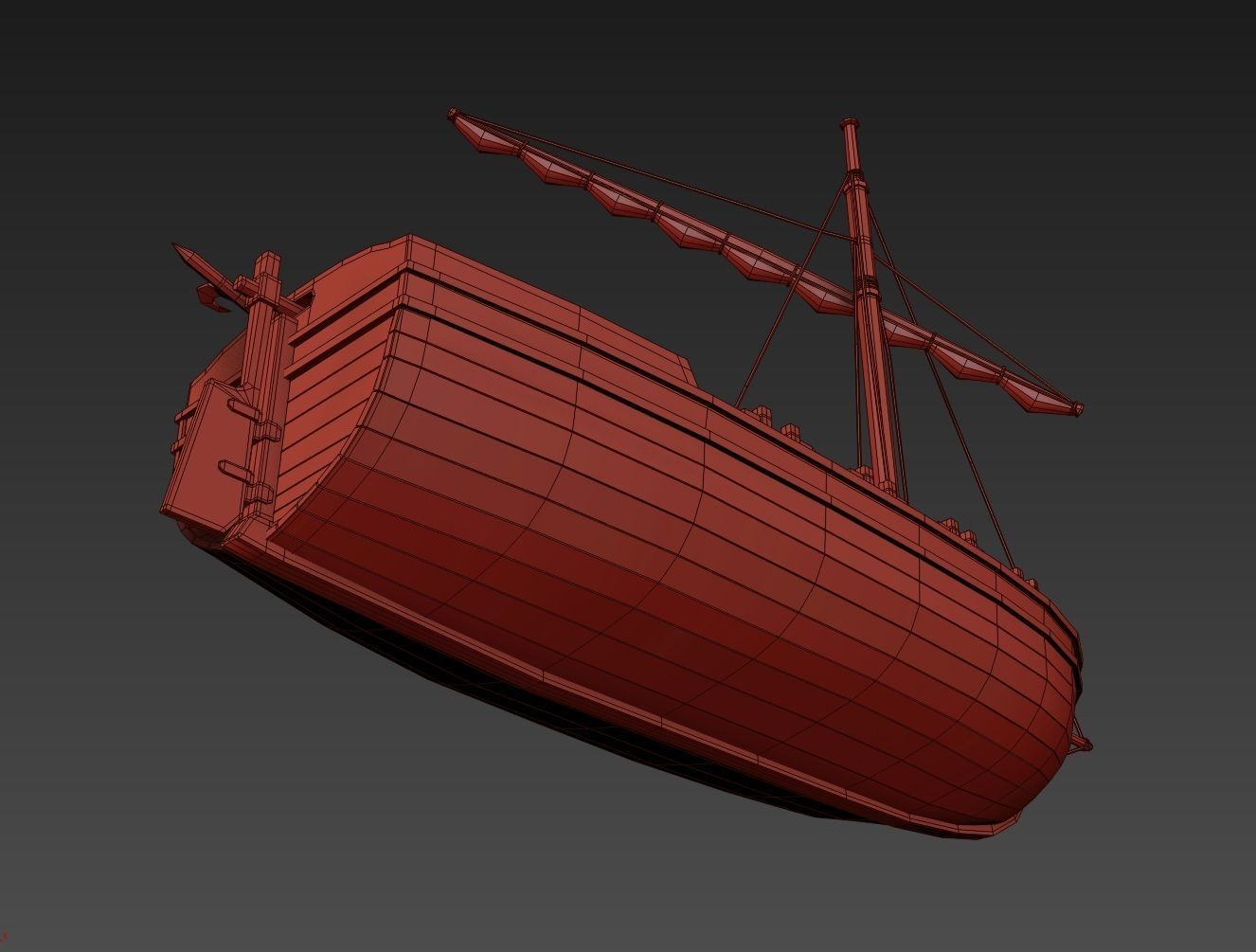 Medieval Boat 3D model_16