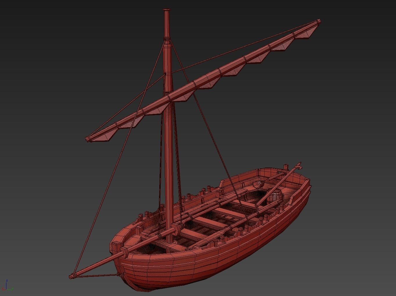 Medieval Boat 3D model_5