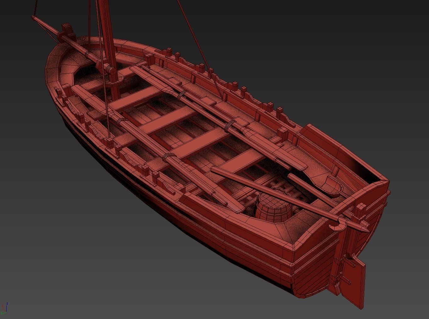 Medieval Boat 3D model_13