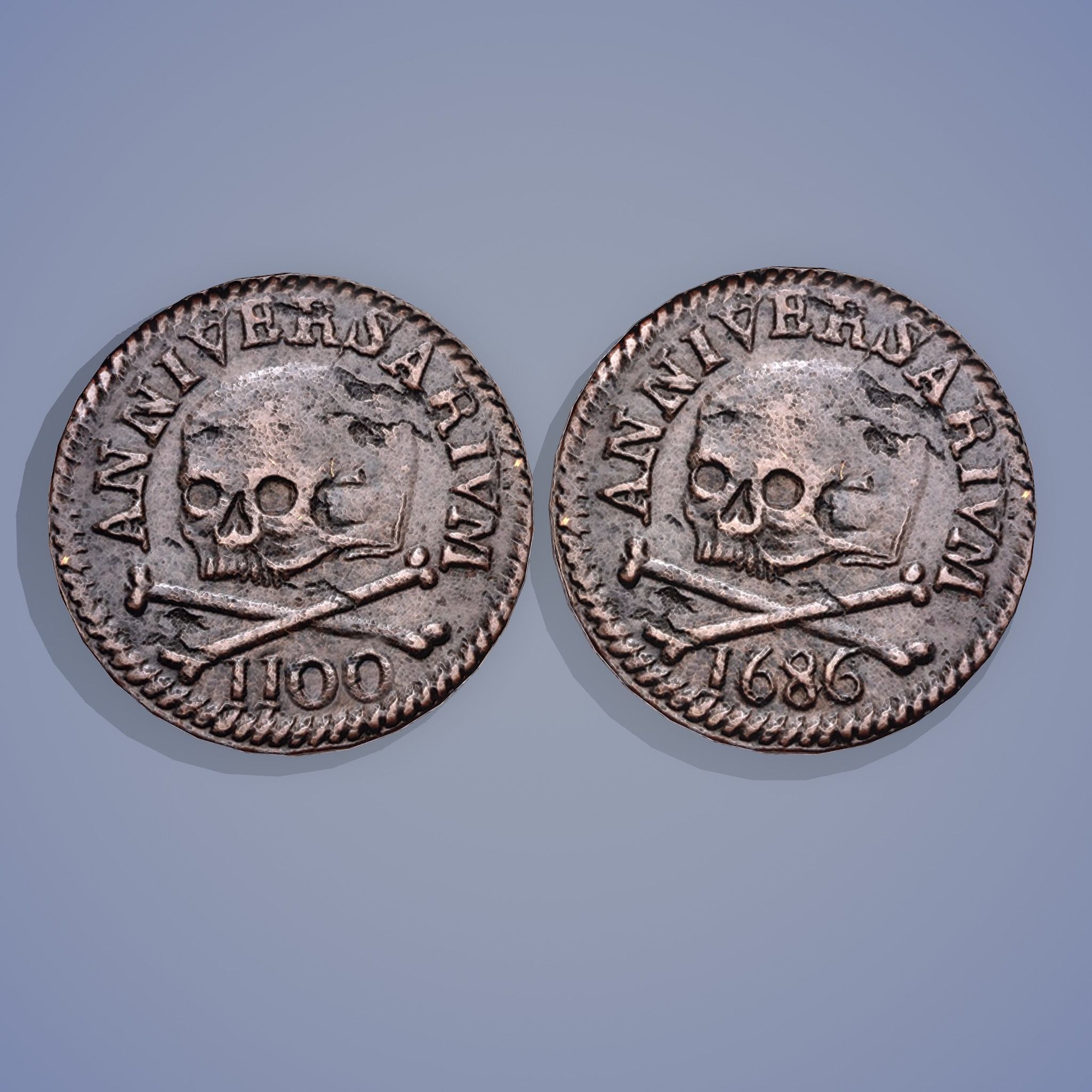Medieval Coin Low-poly 3D model_19