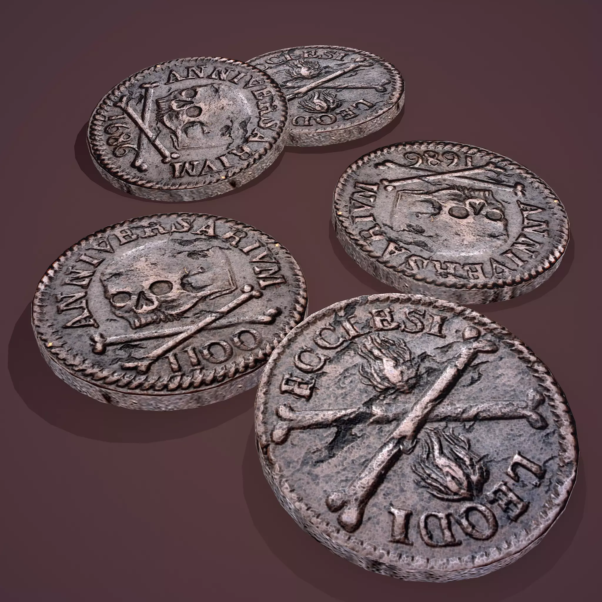 Medieval Coin Low-poly 3D model_0