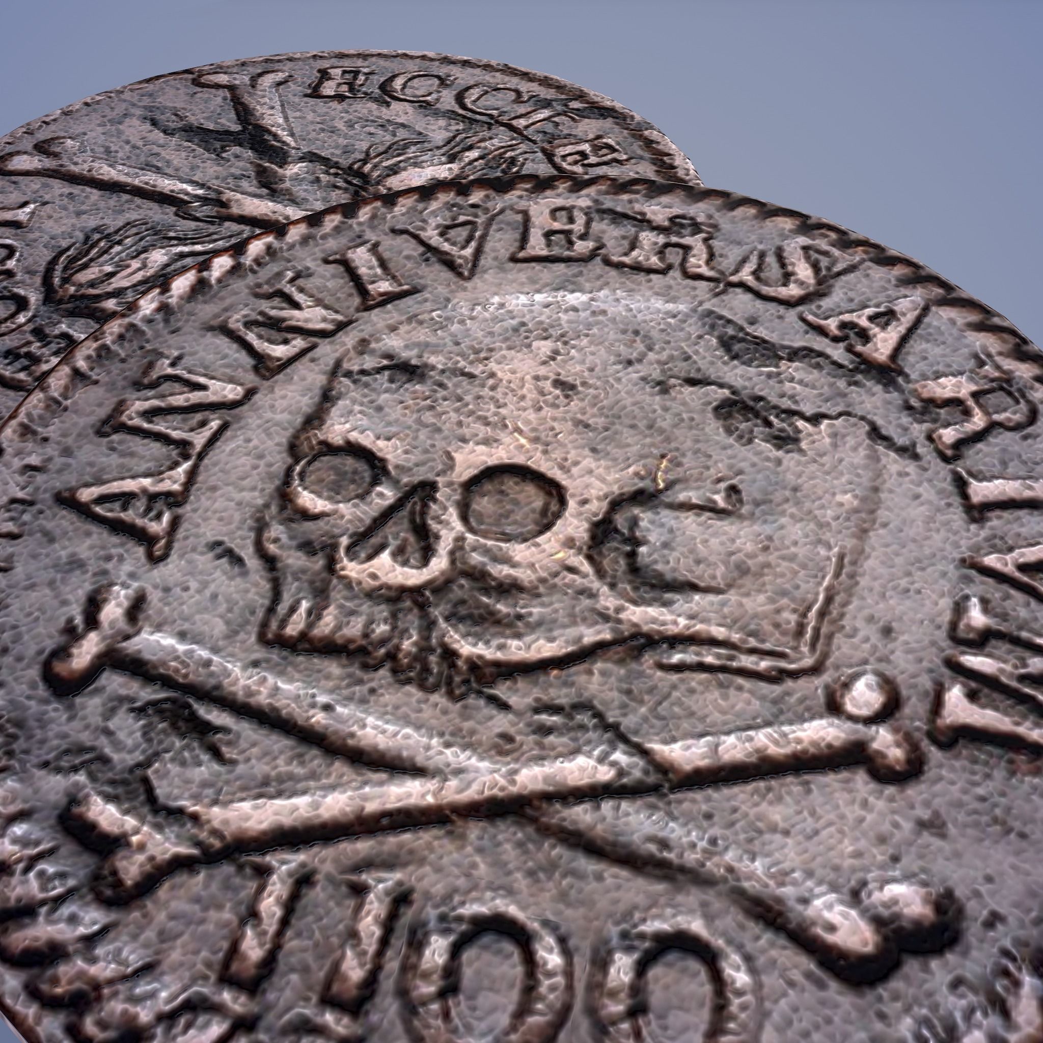 Medieval Coin Low-poly 3D model_4