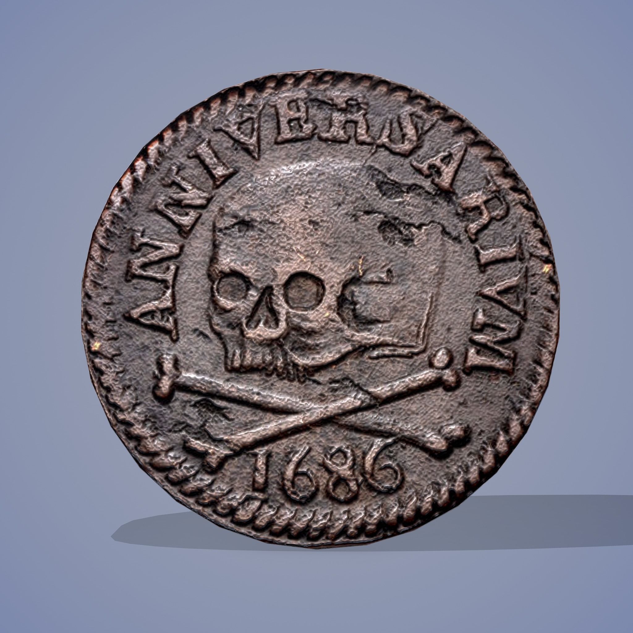 Medieval Coin Low-poly 3D model_5