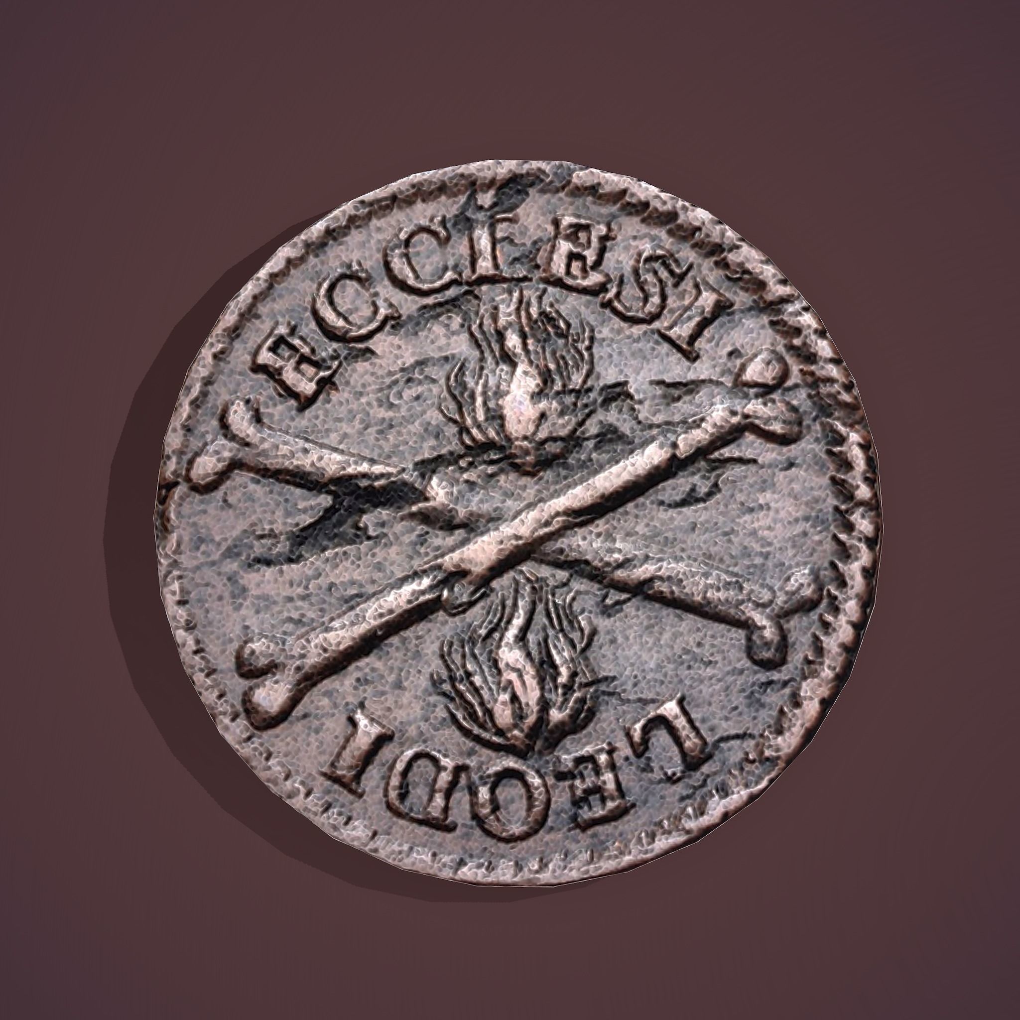 Medieval Coin Low-poly 3D model_3