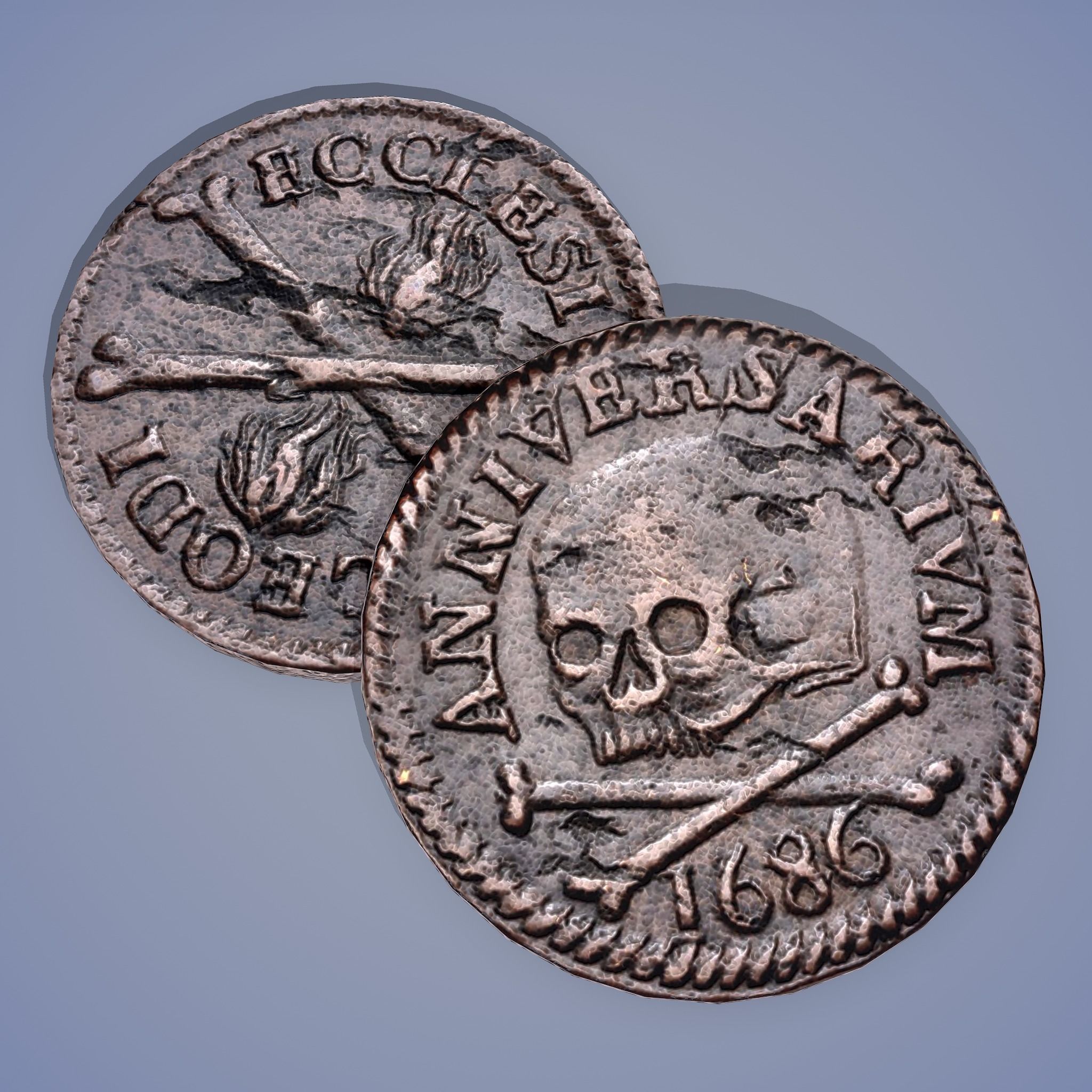 Medieval Coin Low-poly 3D model_12